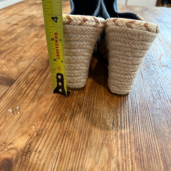 Toms Monica Mule Womens Blue Canvas Slip On 4” Heel Espadrille Wedges 9 NEW - Picture 6 of 12